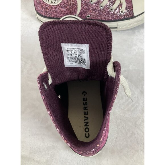 Converse Women's Chuck Taylor All Star Hi Purple Pink Glitter Sneakers Shoes 8‎ - Picture 7 of 8